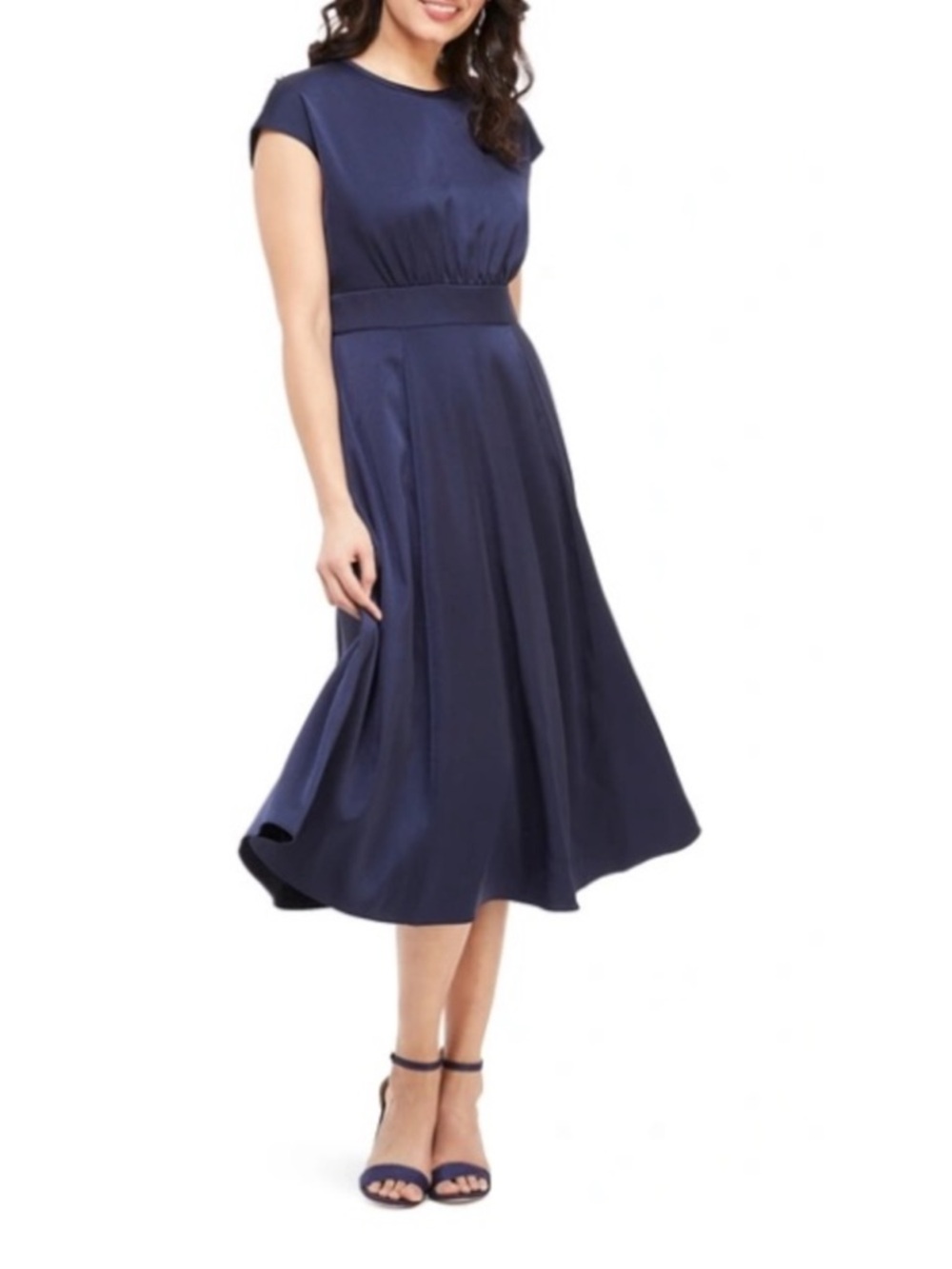 Gal Meets Glam “JULIA” CREPE SATIN MIDI DRESS IN NAVY Blue Size 2 *EUC*